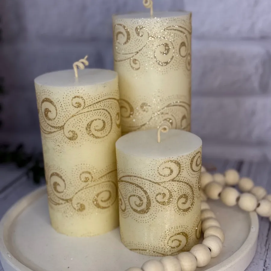 شمع استوانه‌ای طرح دار