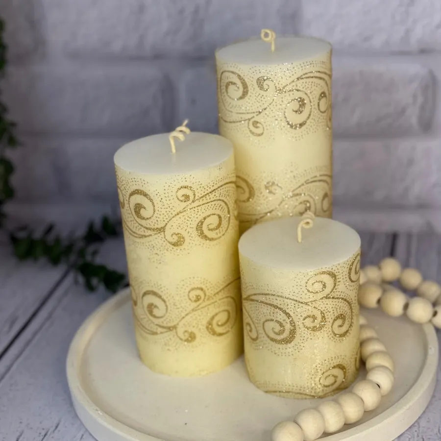 شمع استوانه‌ای طرح دار