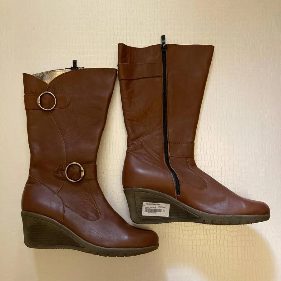 چکمه عسلی چرم مشهد