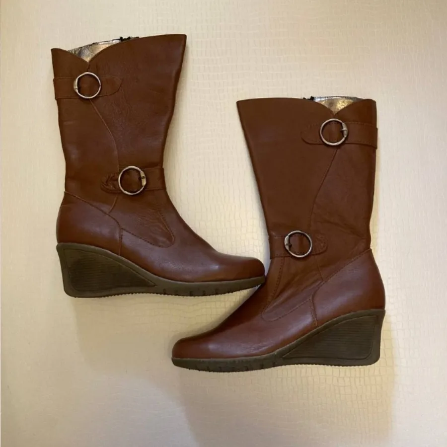 چکمه عسلی چرم مشهد