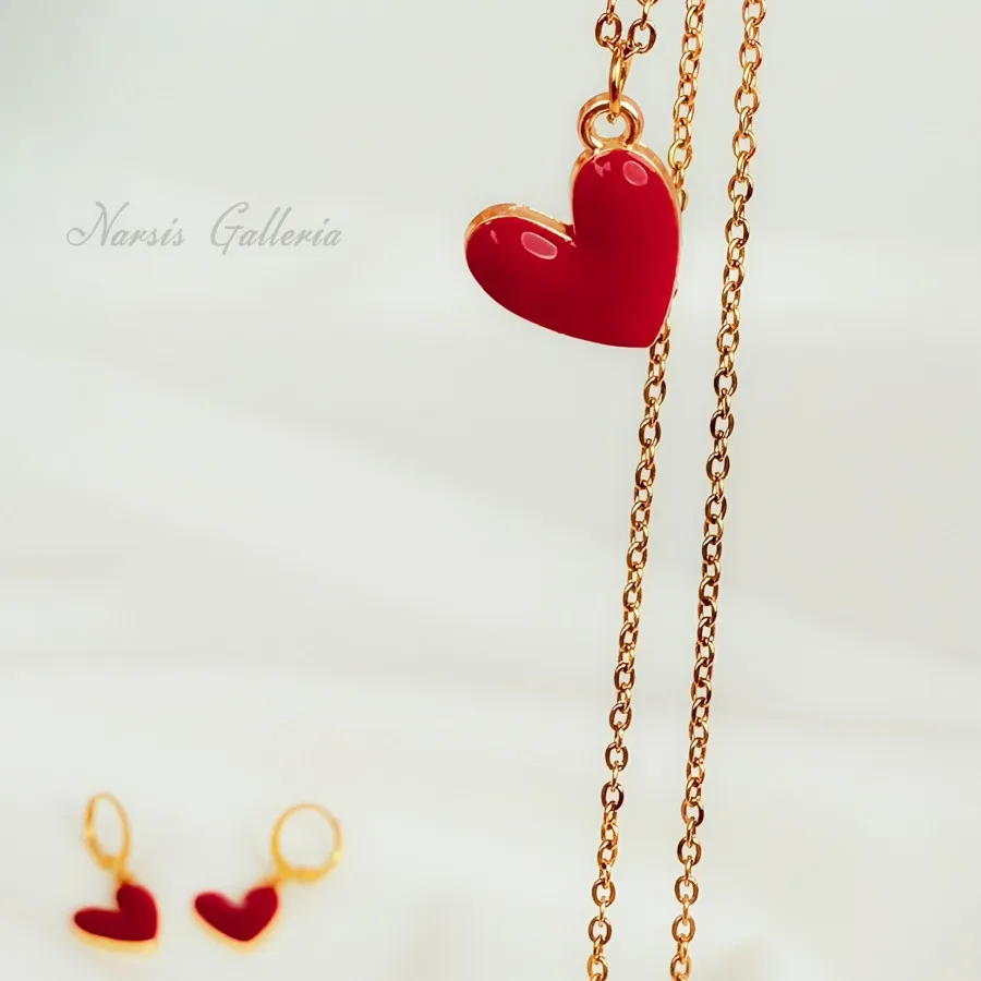 ست گردنبند و گوشواره قلب