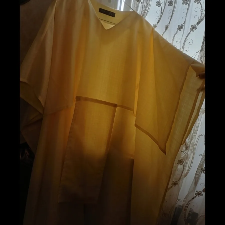 مانتو دوتیکه حریر زرد