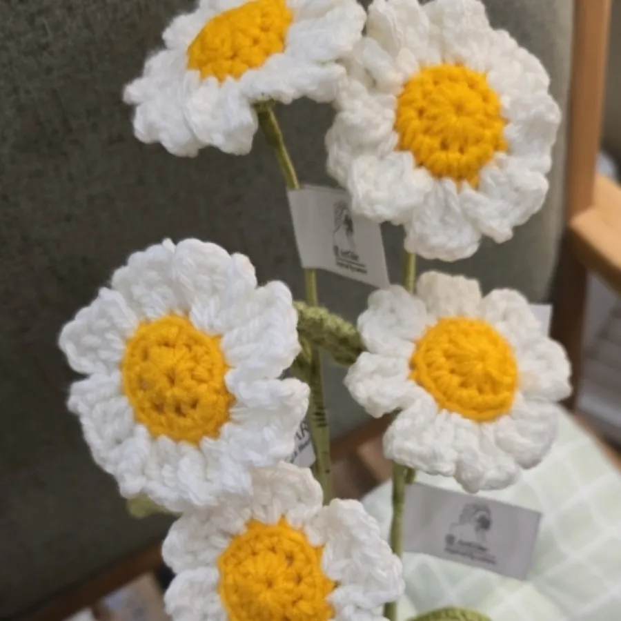گل های بابونه بافتنی