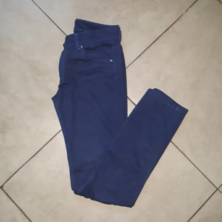 شلوار کتان آبی کاربنی