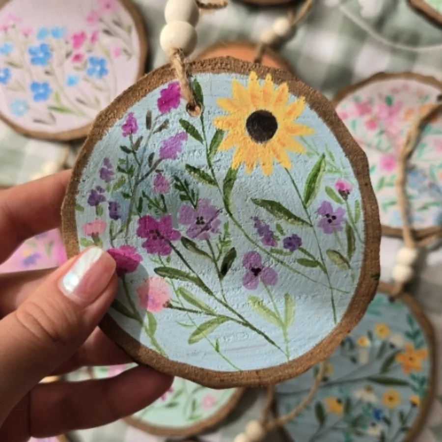 آویز چوبی طرح بهاری