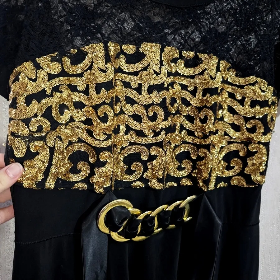 پیراهن مجلسی طلایی مشکی