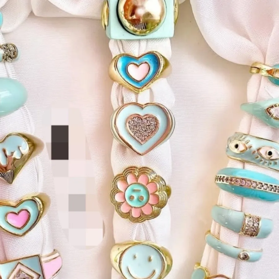 انگشتر مینا کاری نگین دار