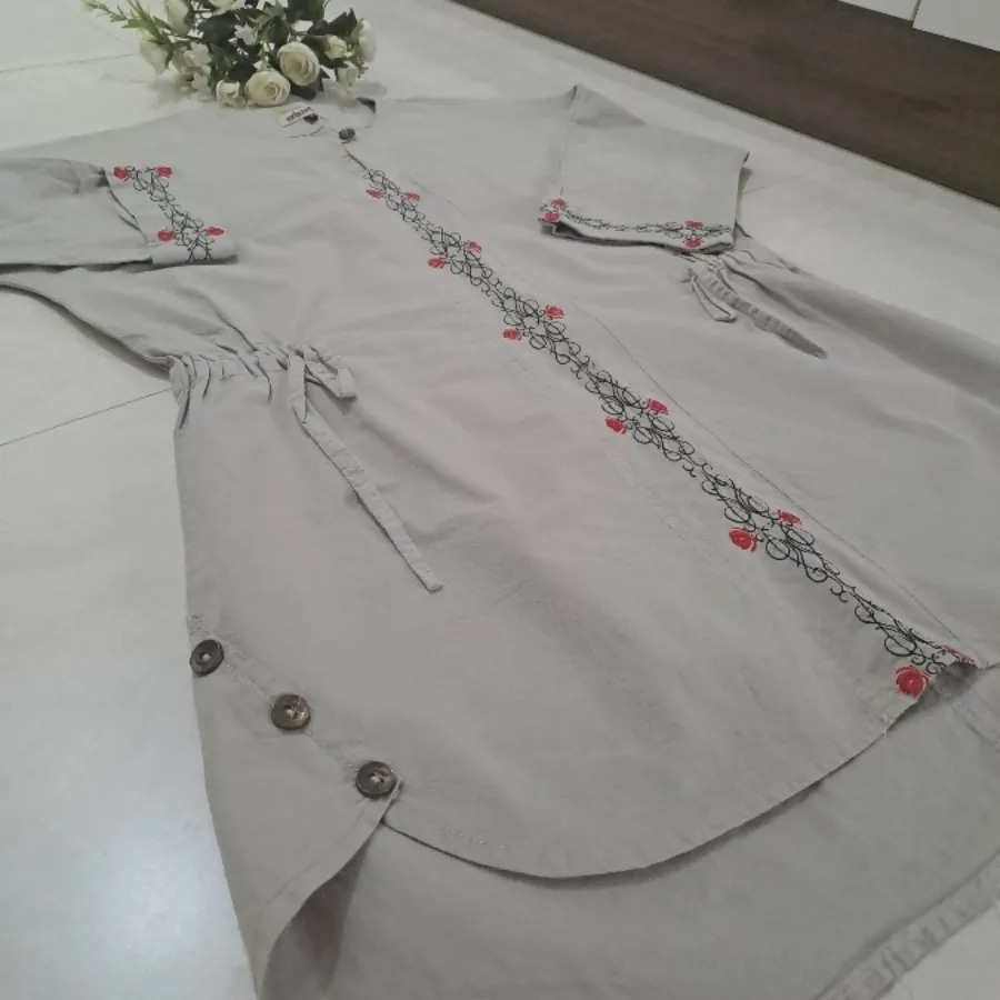 شومیز مانتویی کتان نخ