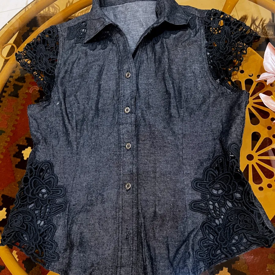 بلوز جین رنگ زغال سنگی