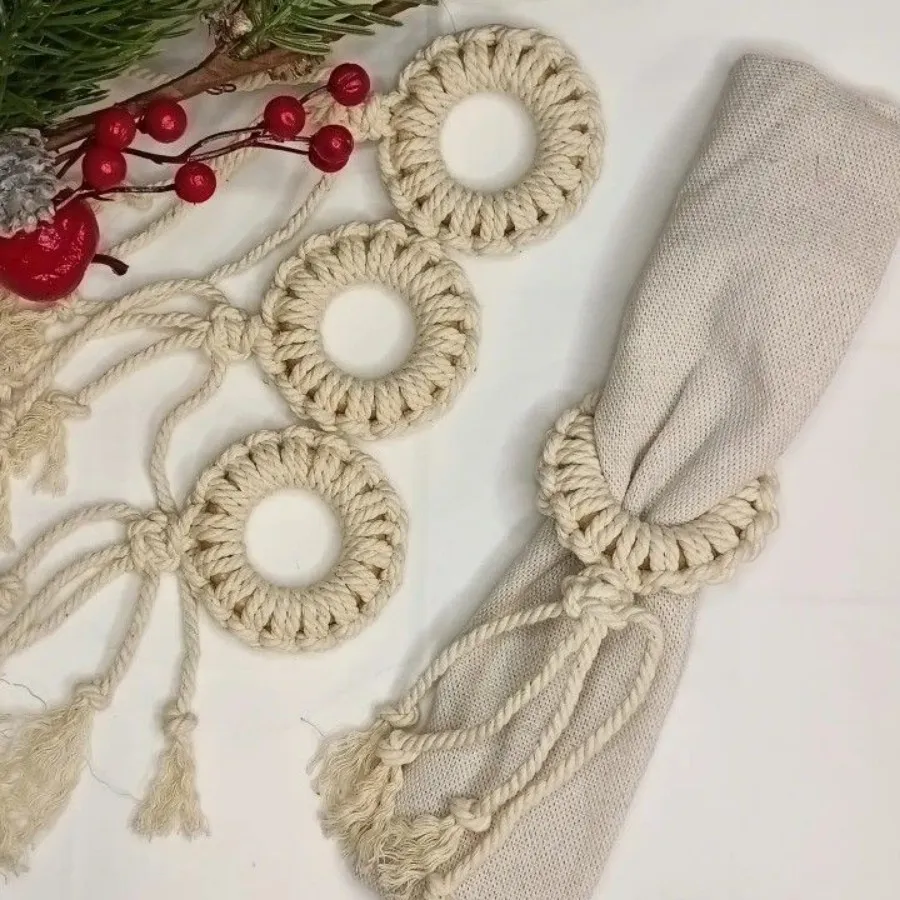 حلقه دستمال سفره مکرومه