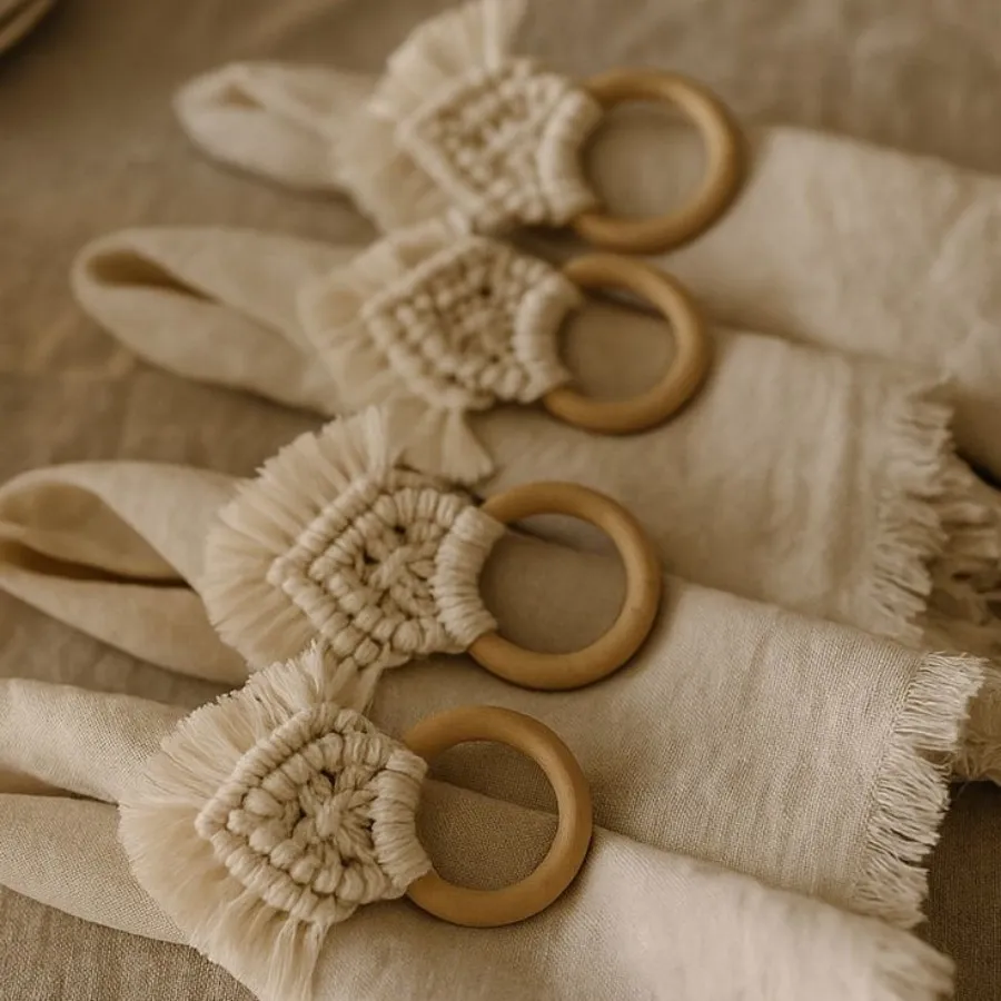 حلقه دستمال سفره مکرومه