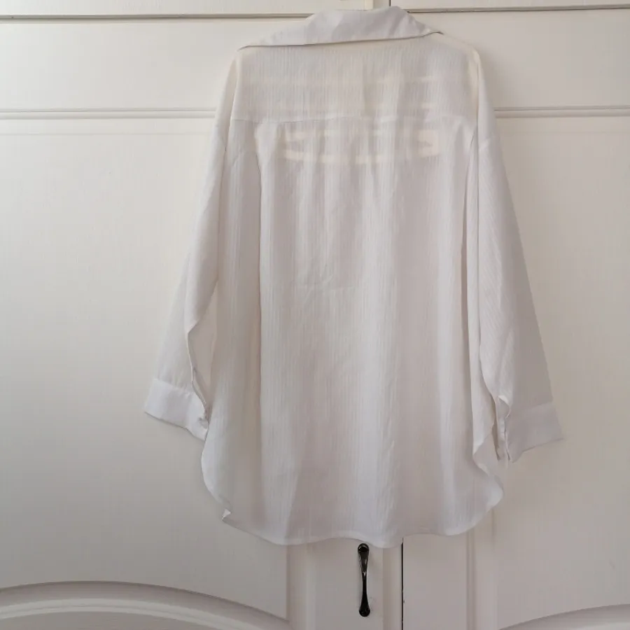 مانتو حریر سفید راه راه