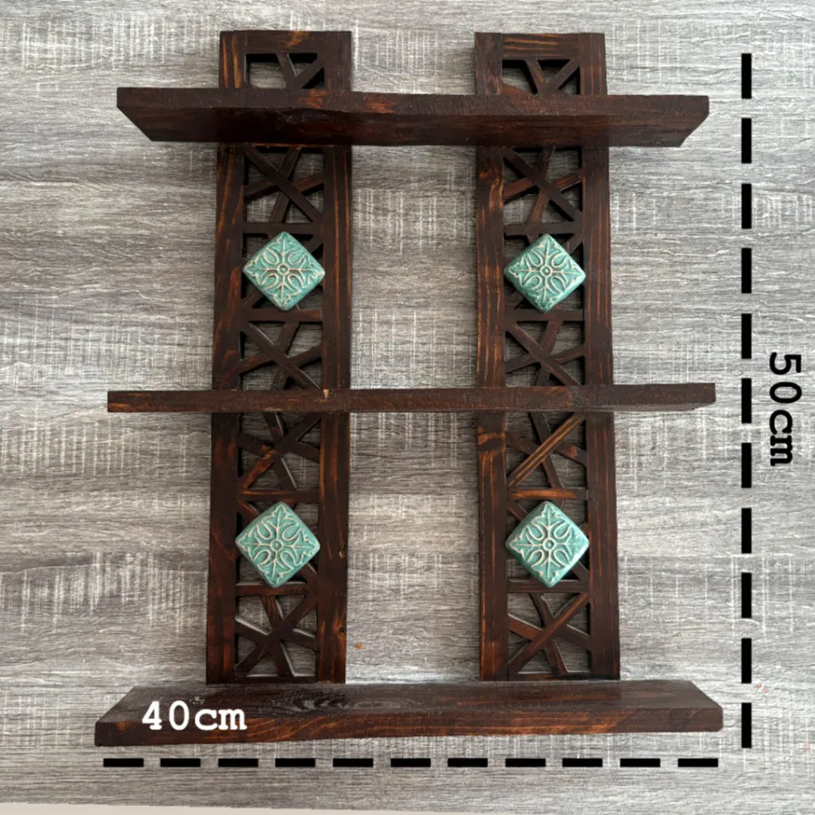 ست شلف و جاشمعی چوبی