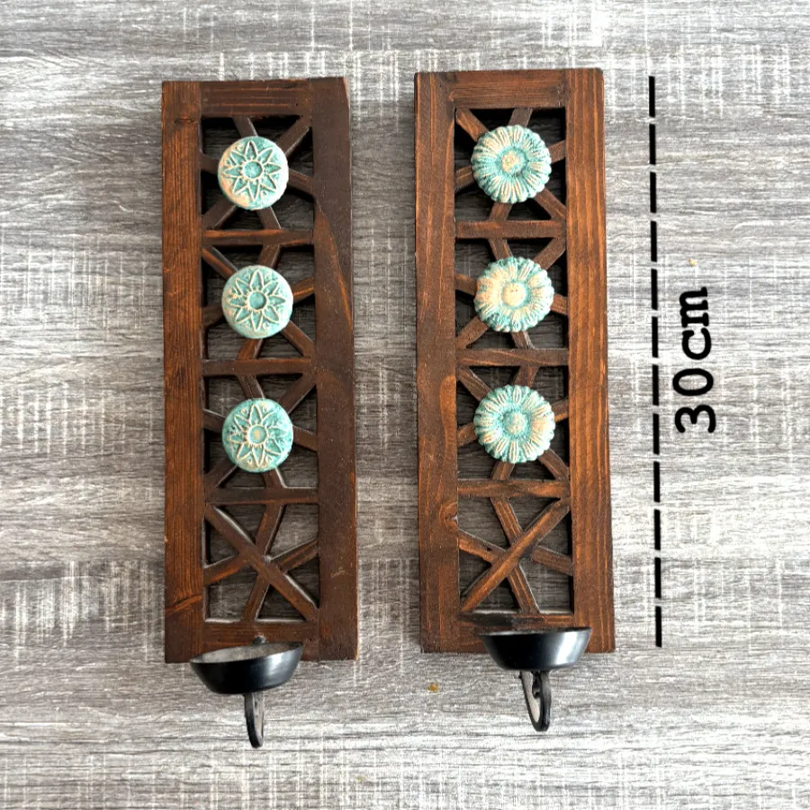 ست شلف و جاشمعی چوبی