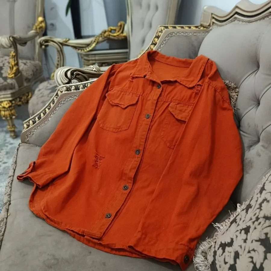 مانتو شومیز کتان آجری