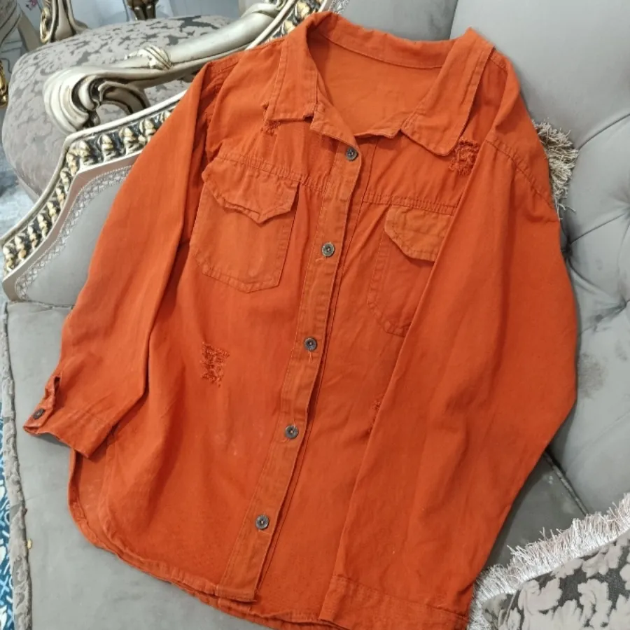 مانتو شومیز کتان آجری