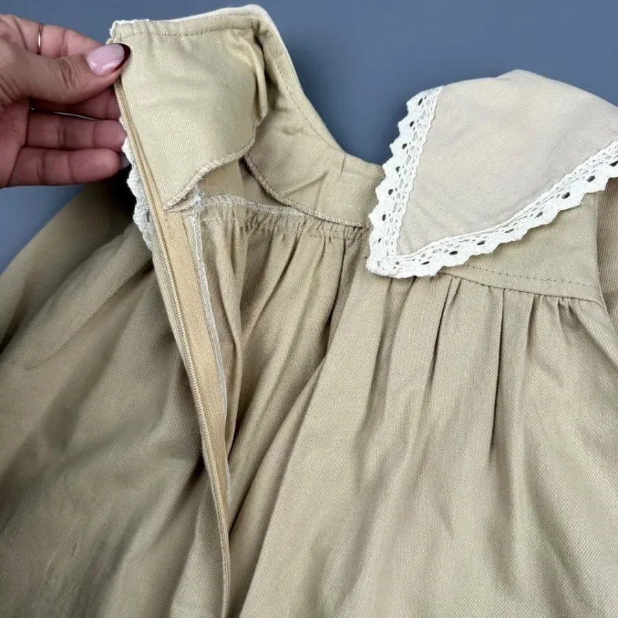 پیراهن کتان دوجیب گلدار