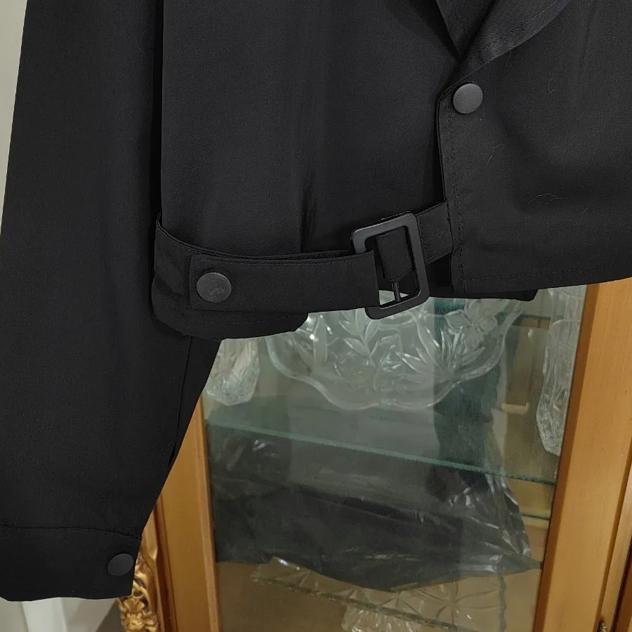 کت بارونی کراپ مشکی