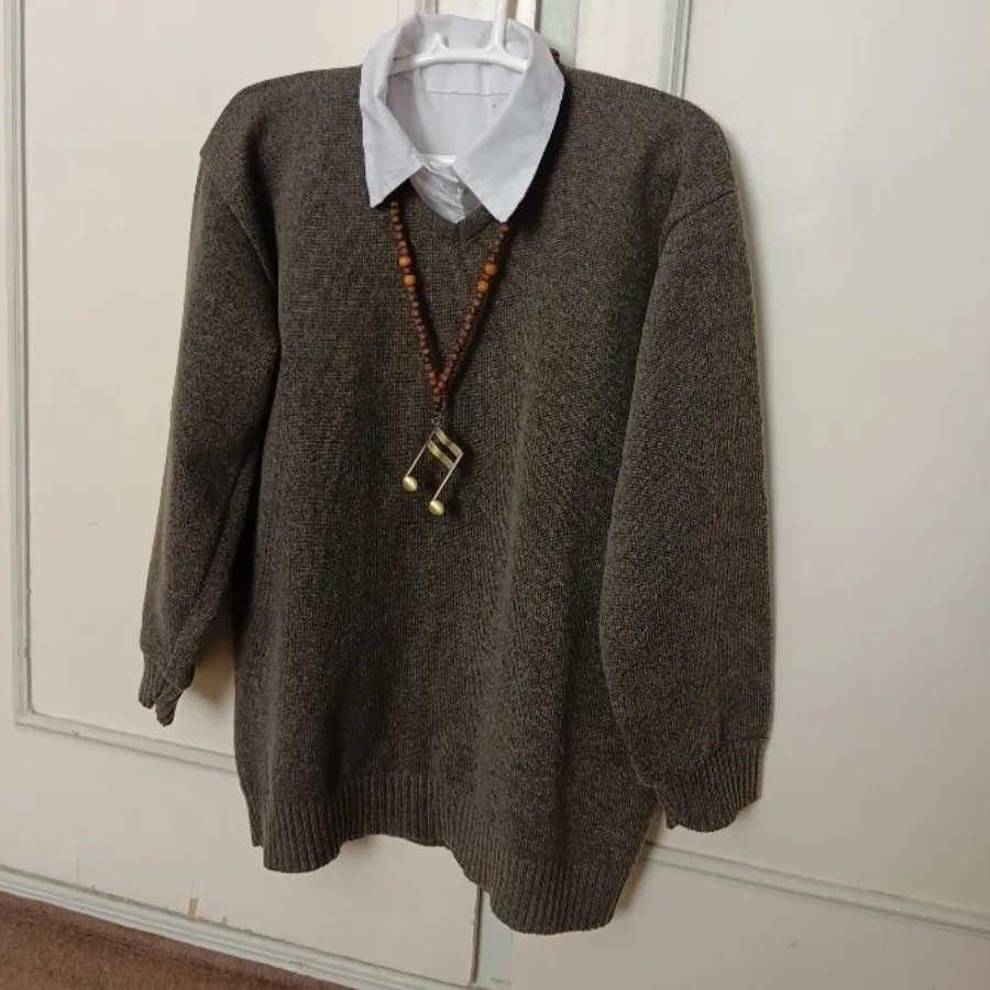 پلیور یقه هفت ماشی تیره