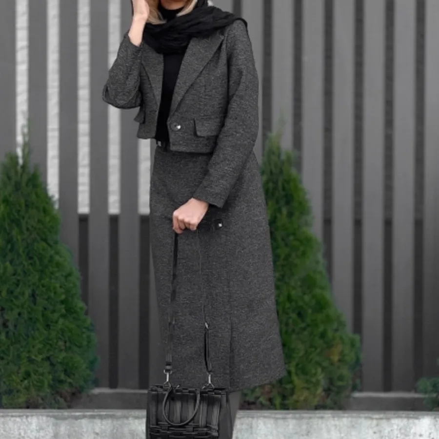 کت و دامن زغالی