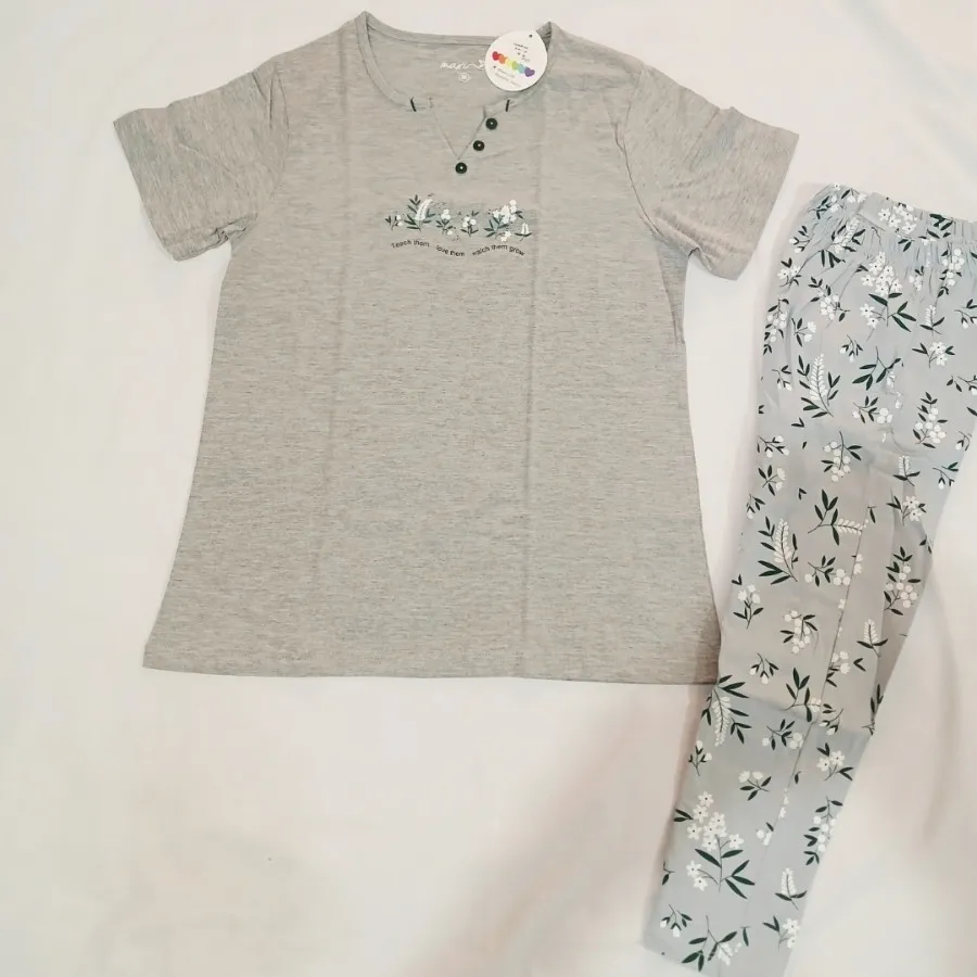 ست تیشرت شلوارک طوسی