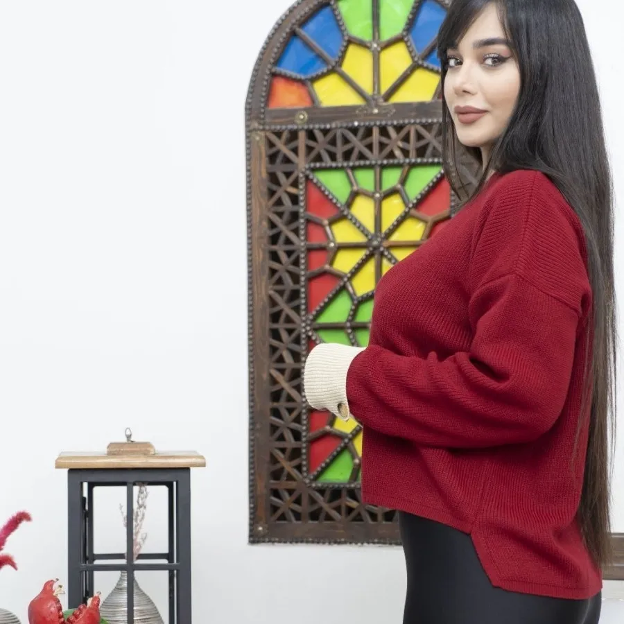 شومیز بافت زرشکی