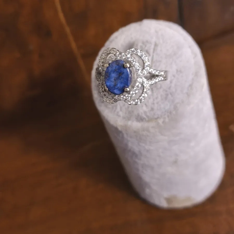 انگشتر نقره و سنگ لاجورد