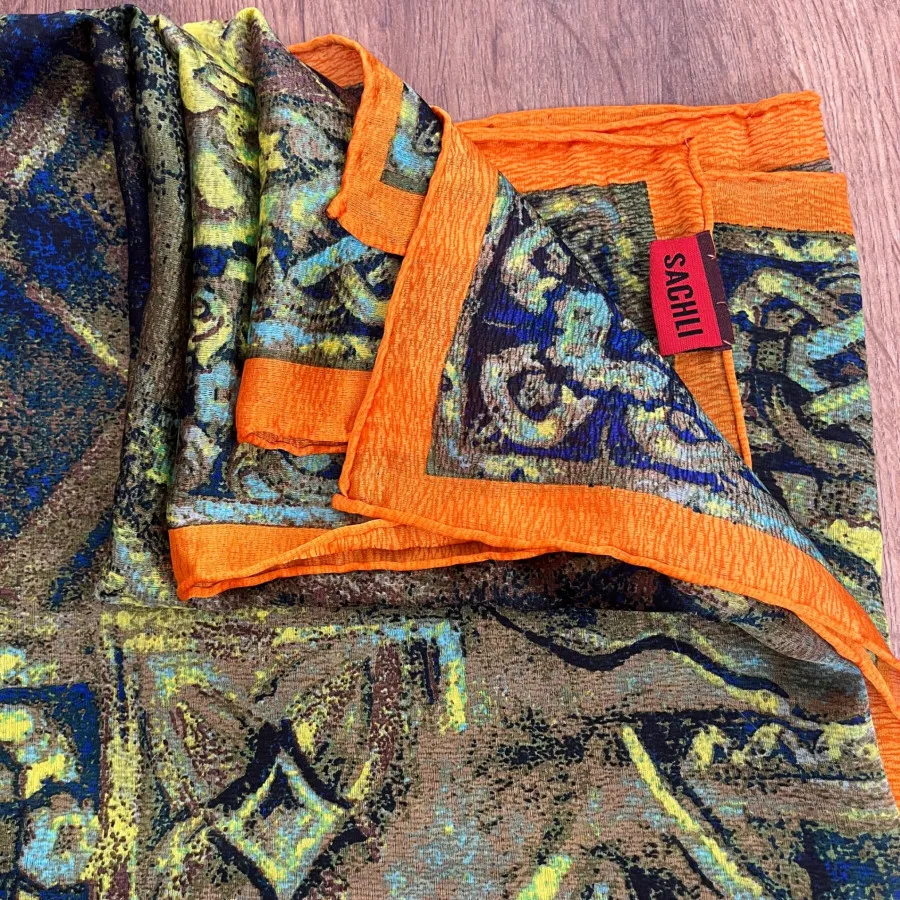 روسری ساتن دور دست دوز نو