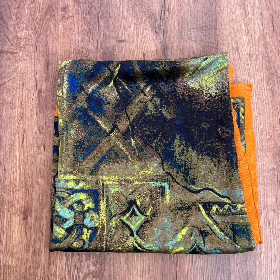 روسری ساتن دور دست دوز نو