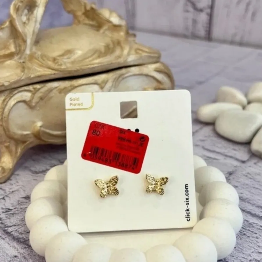 گوشواره پروانه آبکاری طلا