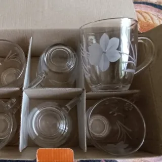 یک دست لیوان چای گل تراش