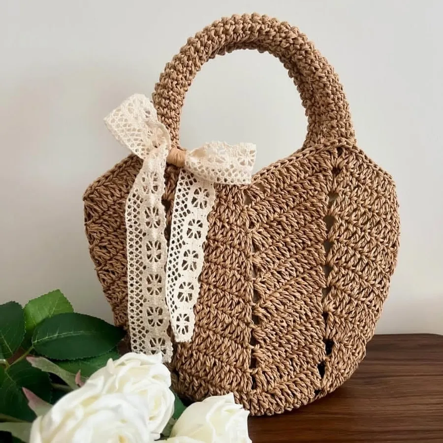 کیف رافیا کوچک پاپیون دار