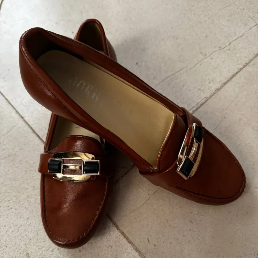 کفش چرم مصنوعی شتری