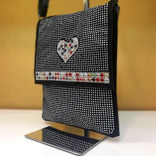 کیف دوشی نگین‌دار قلبی