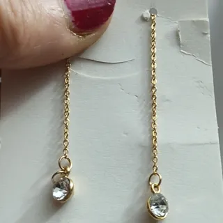 گوشواره بخیه ای تک نگین