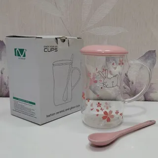 ماگ دمنوش درب و قاشق دار