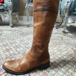 بوت بلند چرم قهوه ای اورج