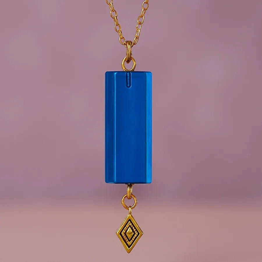 گردنبند رزینی مستطیل آبی