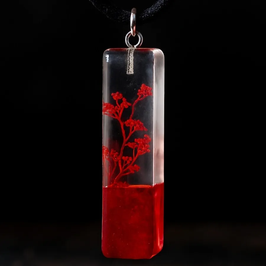 گردنبند رزینی مستطیل گل