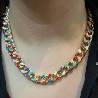 گردنبند زنجیر کارتیه رنگی