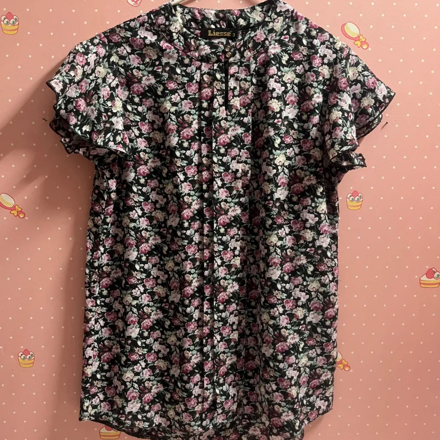 شومیز آستین کوتاه گل گلی