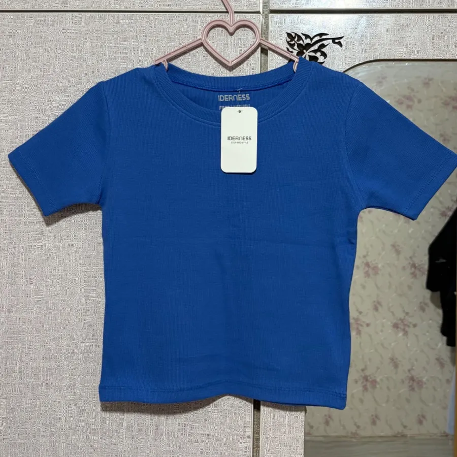 کراپ تیشرت ابی کاربنی