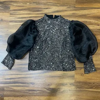 شومیز آستین پفی توری