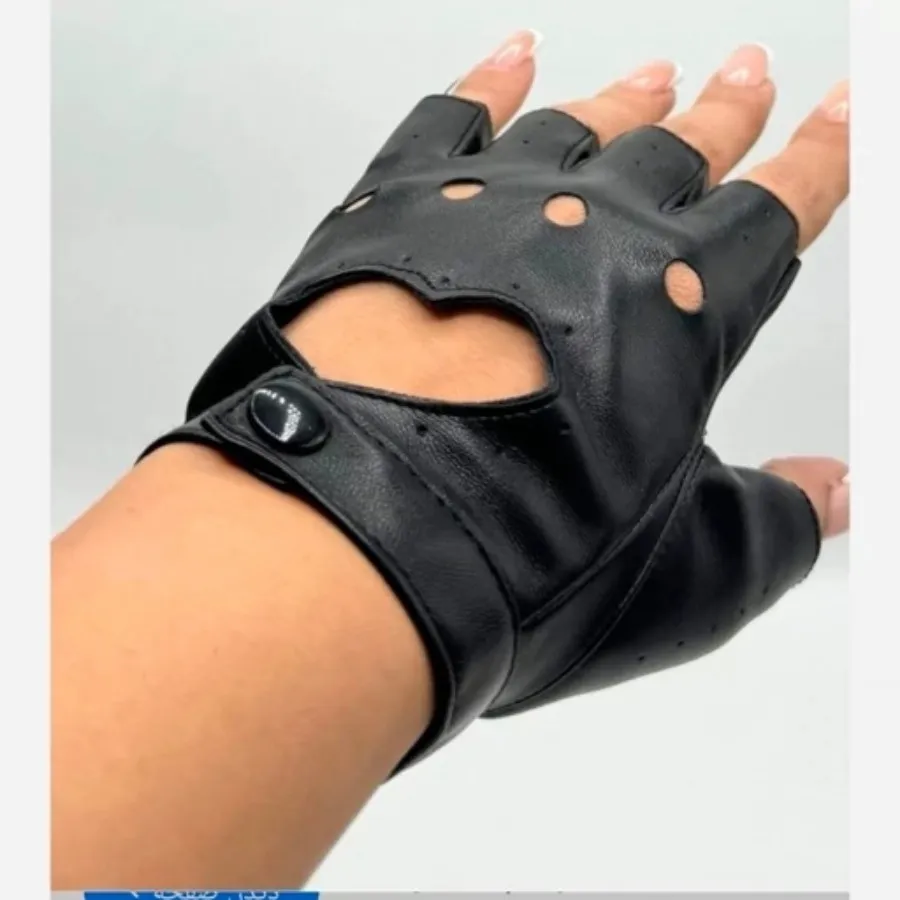 دستکش چرم نیم پنجه