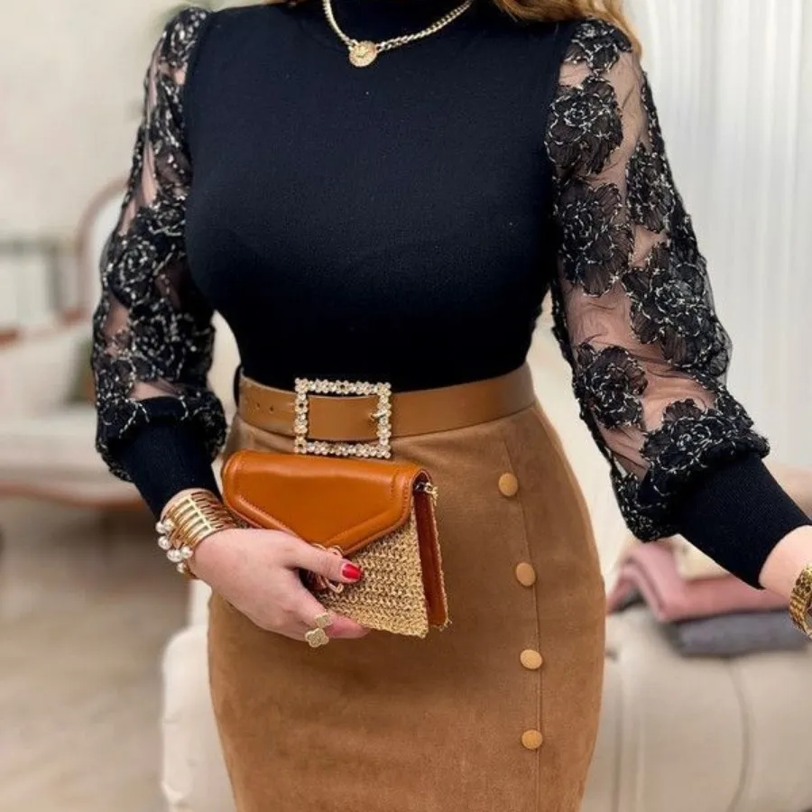 شومیز آستین گل رز