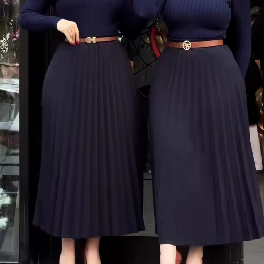 دامن پلیسه سرمه ای فری