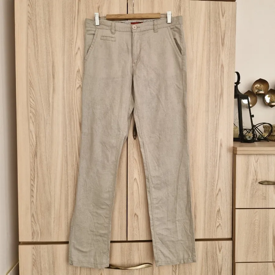 شلوار لینن کرمی مردانه