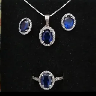 نیم ست نقره یاقوت کبود