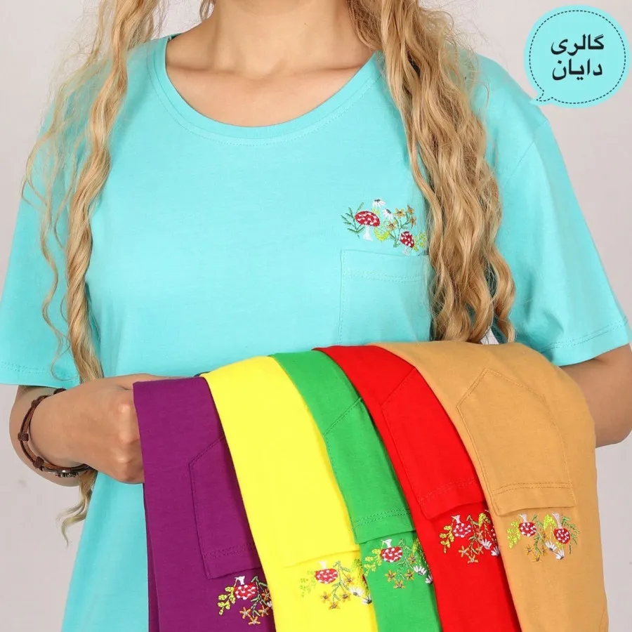 تیشرت گلدوزی جیب دار
