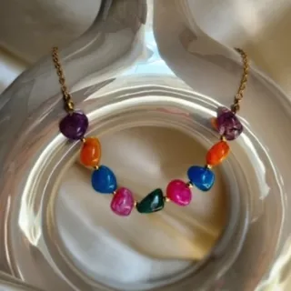 گردنبند سنگ عقیق رنگی